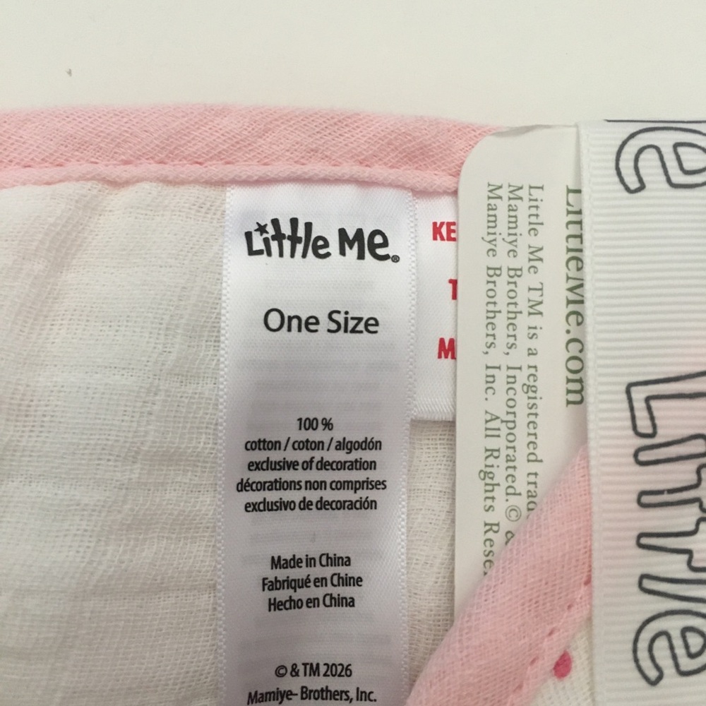 NEW Cotton Muslin Bib Set of 3 Floral Pink Print | Little Me - Picture 6 of 8